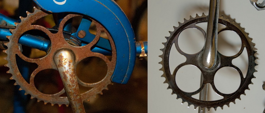 crankset sepeda tua sebelum dan sesuda direndam