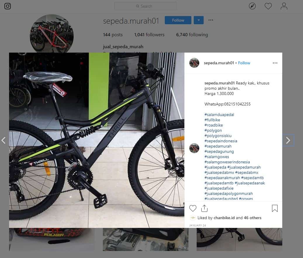 Waspada terhadap penjual sepeda online penipu