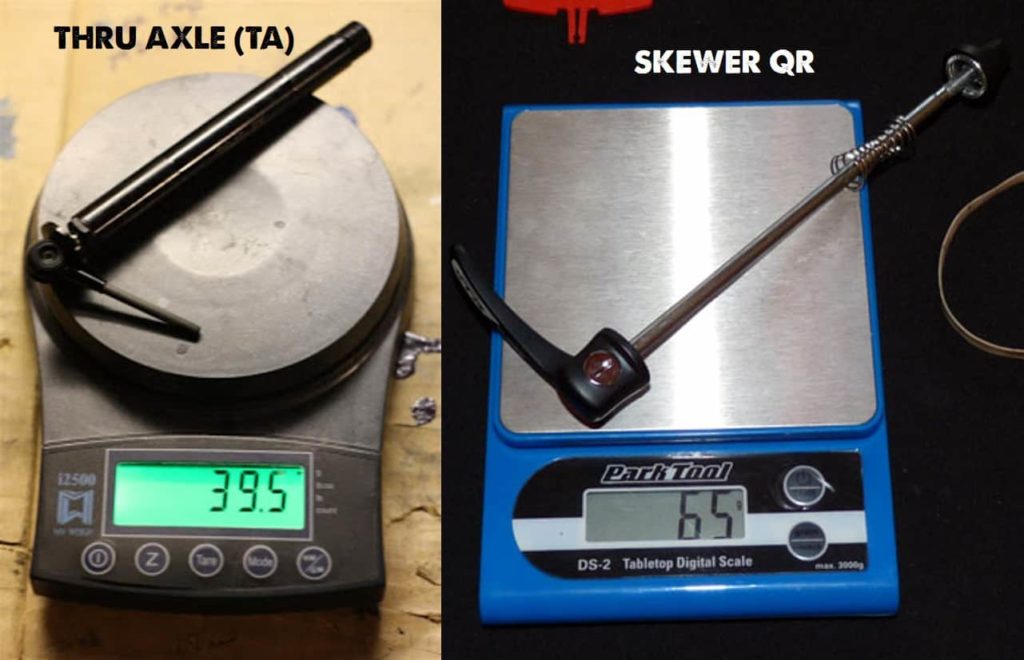 Perbedaan berat QR Skewer dengan Thru Axle (TA)